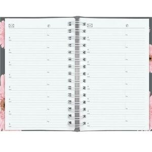 White Spiral Notebook with Pink Floral Accents